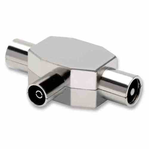 Adattatore distributore induttivo segnale antenna - Coassiale - 2 spine + 1 presa 75 ohm - IEC