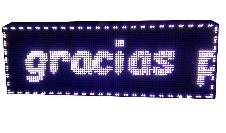 Cartello Tabella Led Programmabili - Barra Di Scorrimento - Schermo Pubblicitario A Led - Bianco - Misure 100x20 Cm.