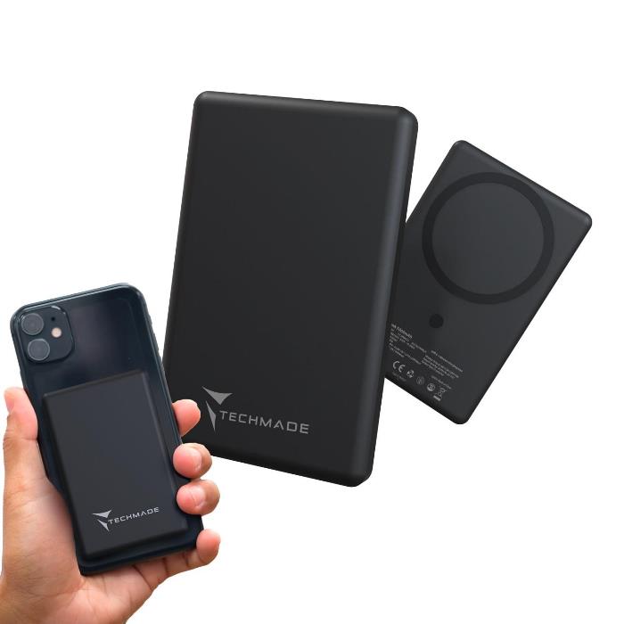 Carica Batteria portatile Powerbank Techmade TM-WWQ73 - Slim 7.9MM - Wireless Magnetico - 5000mah
