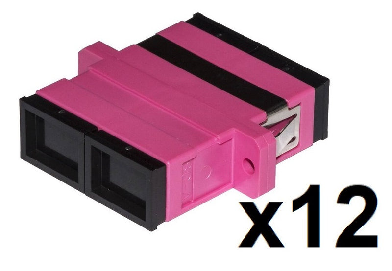 Confezione 12 adattatori fibra ottica sc/sc multimode duplex om4 - 12pz