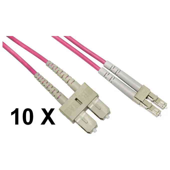 CONFEZIONE 10 CAVI FIBRA OTTICA LC A SC MULTIMODE DUPLEX OM4 MT.2 (LKLCSC4502E)