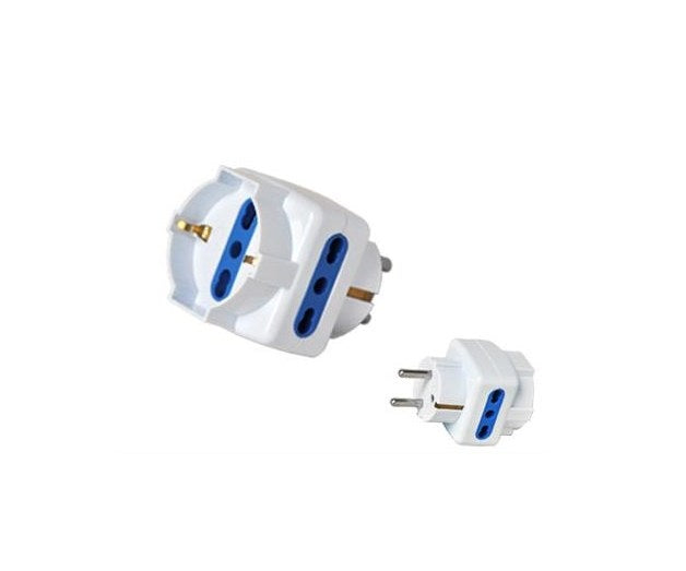 ADATTATORE PRESA 3 POSTI BIPASSO SCHUKO SPINA 10/16A BIANCO (PES1040A-WP)
