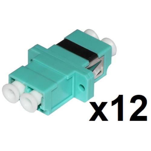 Confezione 12 adattatori fibra ottica lc/lc multimode duplex om3 - 12pz