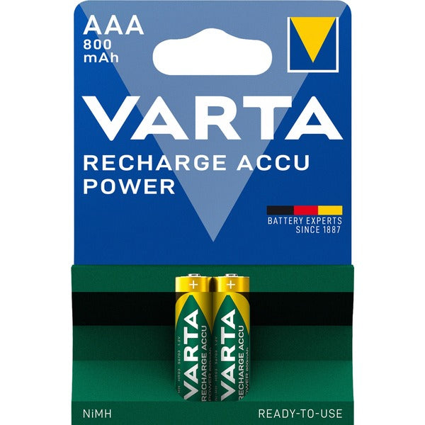 Confezione 2 batterie Ricaricabili MINISTILO Varta Recharge Accu Solar AA - Tipo Mini Stilo "AAA" - 800 mah