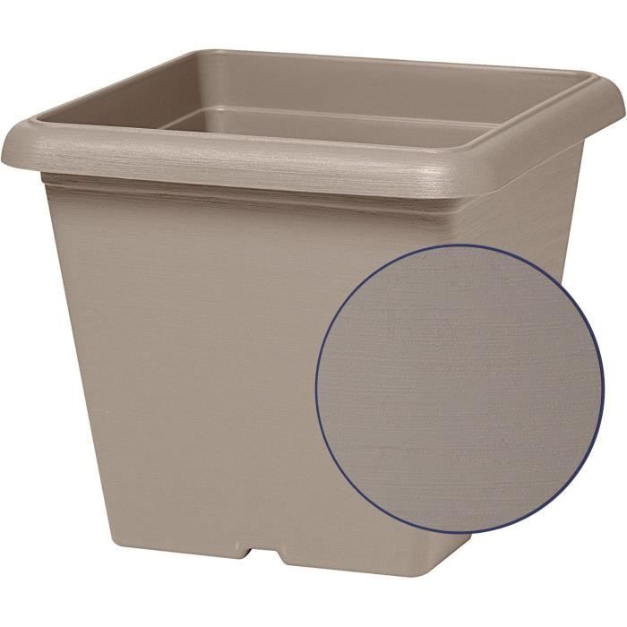 Vaso da Fiori Quadrato - GARDEN ID - Tortora Teramo - 40 x 35 cm - Antigraffio - Effetto Pietra - Con Fori