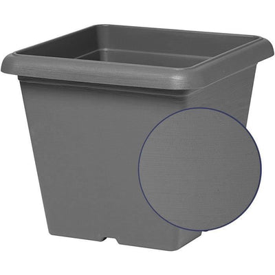 Vaso da fiori quadrato - GARDEN ID - Teramo nero-antracite - 40 x 35 cm - Antigraffio - Effetto pietra - Con fori