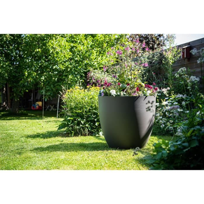 Vaso da fiori - GARDEN ID - Phoenix Antracite - 60 x 56 cm - 100% Riciclato e Riciclabile - Resistente al gelo e ai raggi UV - Per esterni