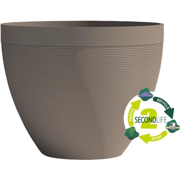 Vaso da fiori - GARDEN ID - Green Care Impact Taupe - 50 x 41 cm - Garanzia 10 anni - 100% riciclato - Resistente ai raggi UV/gel