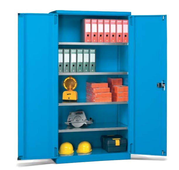Armadio metallico alta portata per attrezzature a porte battenti con 4 piani cm. 102,3x55,5x200h