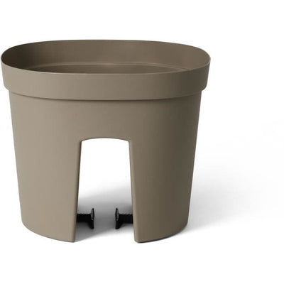 Vaso per balaustra - GARDEN ID Smile - Tortora 30 cm - Si adatta a tutte le balaustre - Riserva d'acqua - riciclato e riciclabile al 100%
