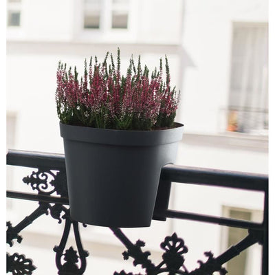 Vaso per balaustra - GARDEN ID Smile - Anth. 30 cm - Si adatta a tutte le balaustre - Riserva d'acqua - riciclato e riciclabile al 100%.