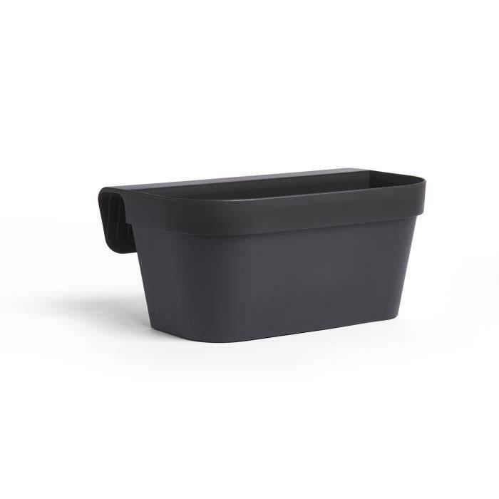 Giardiniera+gancio - GARDEN ID Star - Nero-Anth 50 x 21 cm - Fissaggio facile - Riserva d&