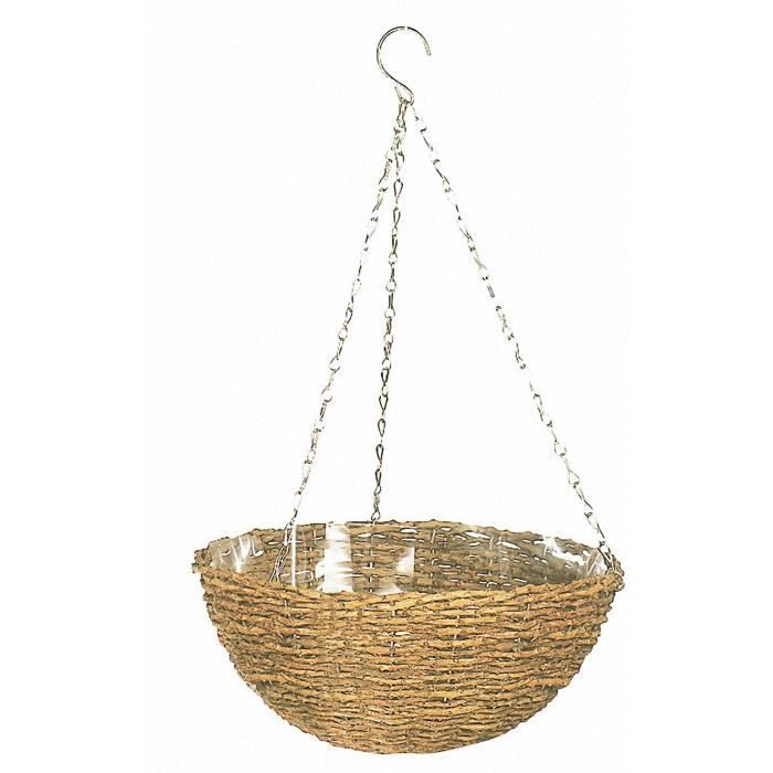 Cesto sospeso - GARDEN ID Rustic - 35 cm - guscio in plastica (interno/esterno) - Stile rustico in vimini - Facile da appendere.