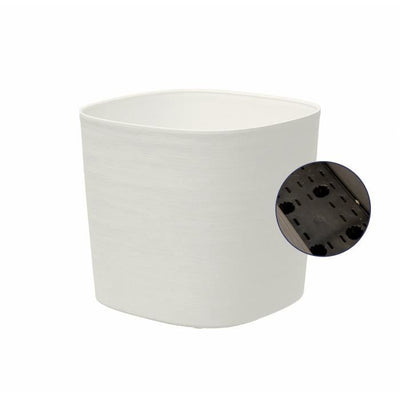 Vaso con riserva d'acqua - GARDEN ID Respect - Bianco 30 x 30 cm - 100% rifiuti domestici - 100% riciclabile - Superficie strutturata.