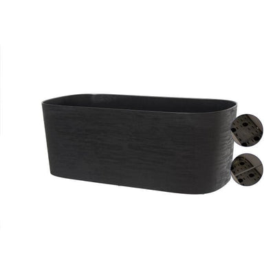 Fioriera + riserva d'acqua - GARDEN ID Respect - Nero-Anth 50 x 17 cm - 100% rifiuti domestici - 100% riciclabile - Superficie strutturata