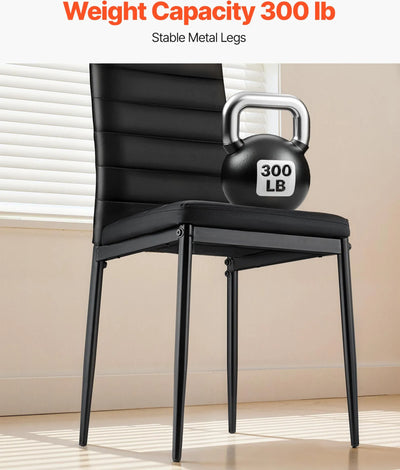 6 x Sedia per sala da pranzo (nero) con imbottitura in similpelle di alta qualitá per sala da pranzo / salotto / cucina -set