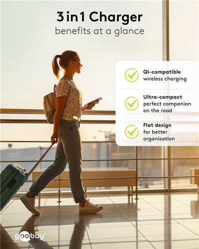 Caricatore Qi Wireless Caricabatterie 3in1 Stazione di Ricarica Pieghevole 15W