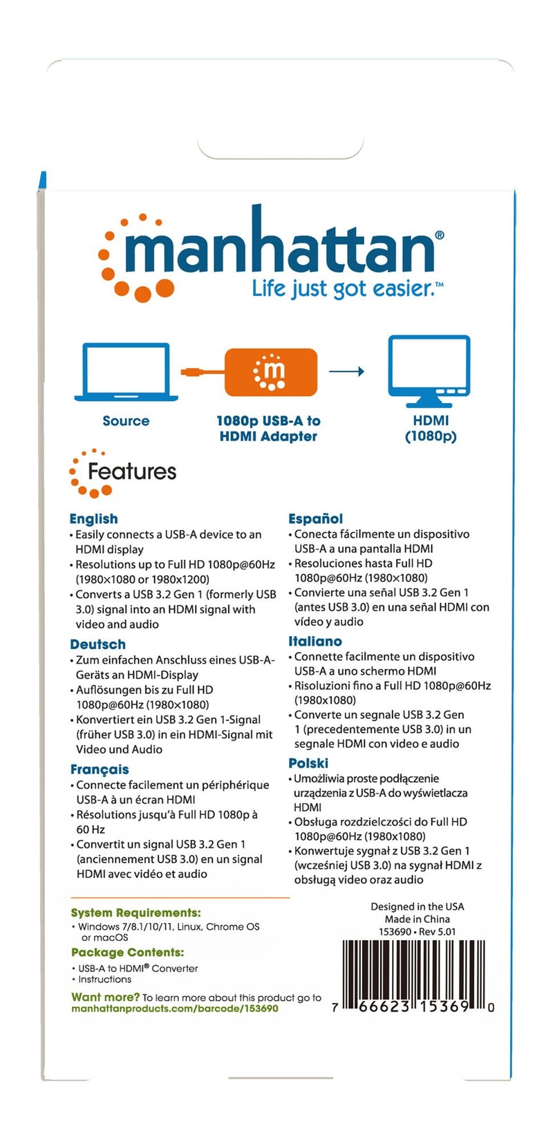 Adattatore USB-A a HDMI Full HD 1080p