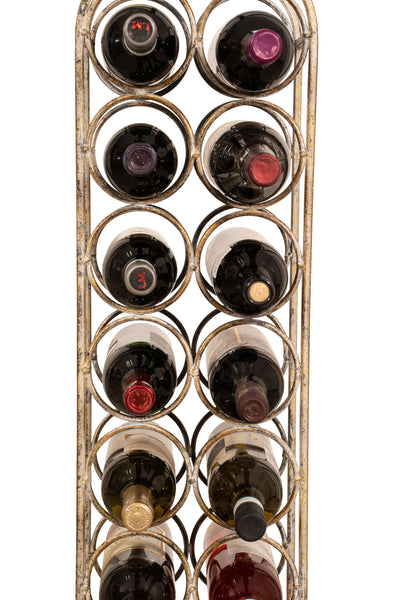 Biscottini Porta bottiglie in ferro battuto finitura bianca anticata L24xPR12xH105 cm