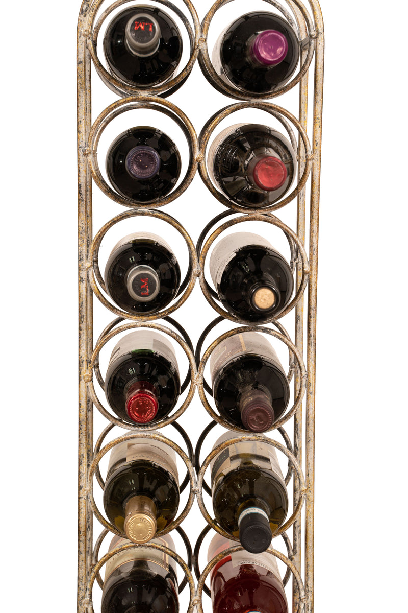 Biscottini Porta bottiglie in ferro battuto finitura bianca anticata L24xPR12xH105 cm