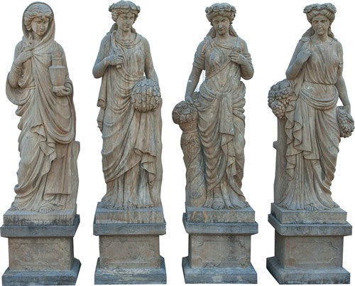 Biscottini Set statue quattro stagioni in pietra L56xPR56xH225 cm complete basi ciascuna