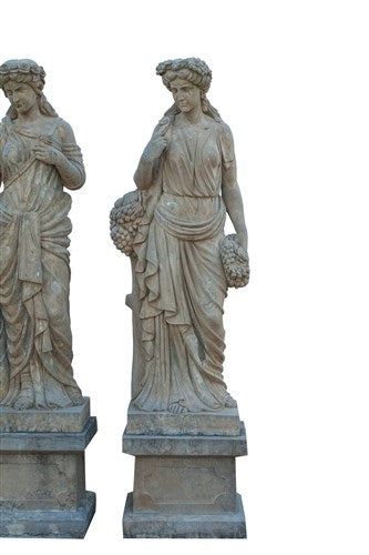 Biscottini Set statue quattro stagioni in pietra L56xPR56xH225 cm complete basi ciascuna