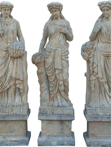 Biscottini Set statue quattro stagioni in pietra L56xPR56xH225 cm complete basi ciascuna
