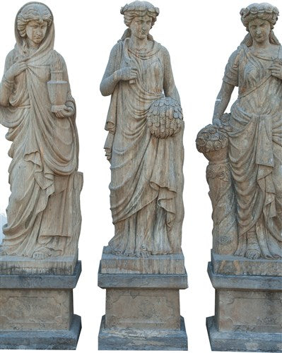 Biscottini Set statue quattro stagioni in pietra L56xPR56xH225 cm complete basi ciascuna