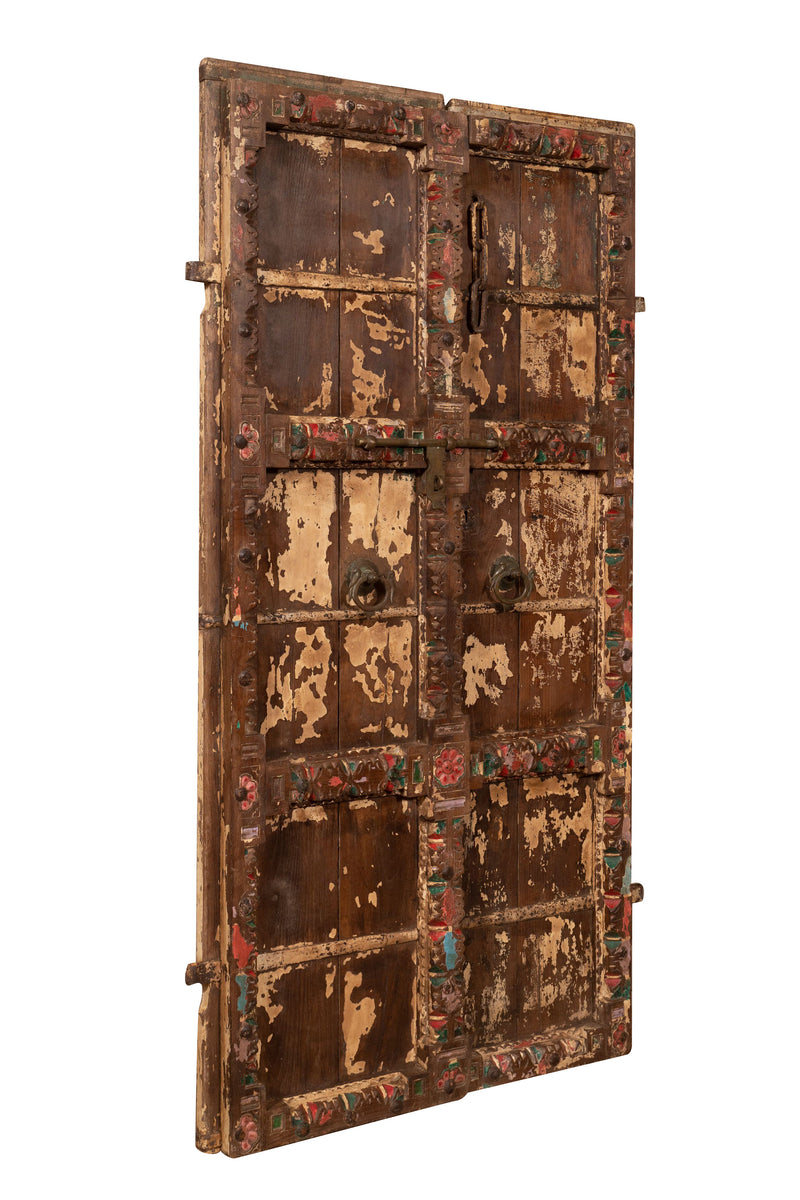 Biscottini Porta portone in legno massello e ferro da interno o da esterno vecchia e antica medievale scorrevole