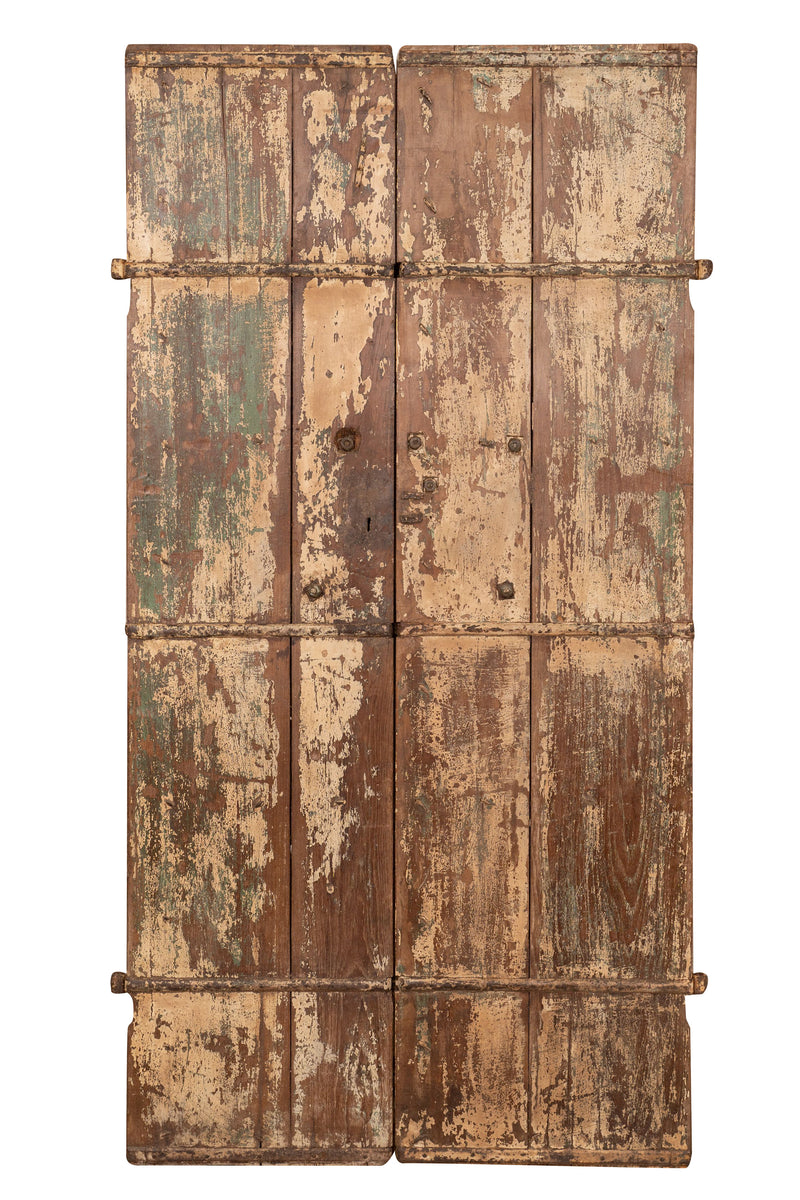 Biscottini Porta portone in legno massello e ferro da interno o da esterno vecchia e antica medievale scorrevole