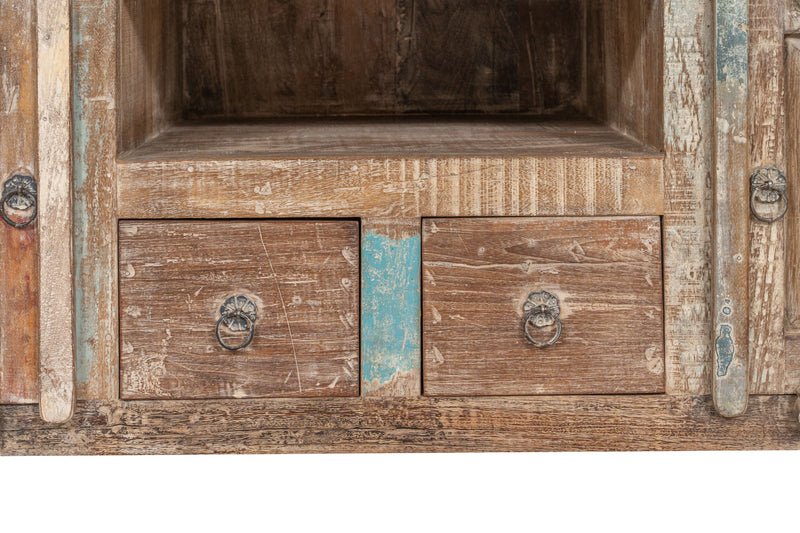 Biscottini Mobile credenzino porta TV in legno massiccio riciclato finitura anticata