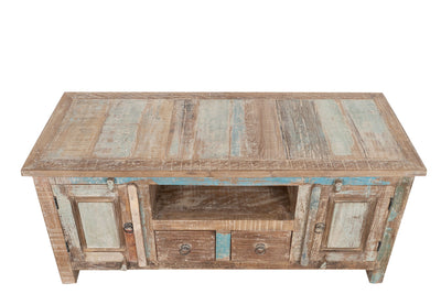 Biscottini Mobile credenzino porta TV in legno massiccio riciclato finitura anticata