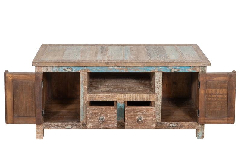 Biscottini Mobile credenzino porta TV in legno massiccio riciclato finitura anticata