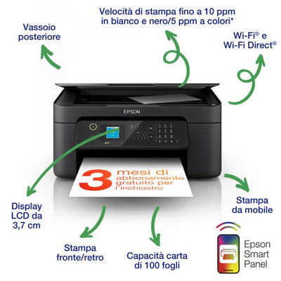 Epson WorkForce WF-2910DWF stampante multifunzione A4 getto d'inchiostro [stampa, scansione, copia] Display LCD 3.7cm, WiFi Direct, AirPrint, 3 mesi inchiostro incluso con ReadyPrint (EPSON WorkForce