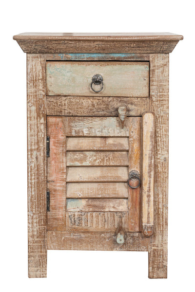 Biscottini Comodino in legno massiccio riciclato finitura anticata realizzato massello