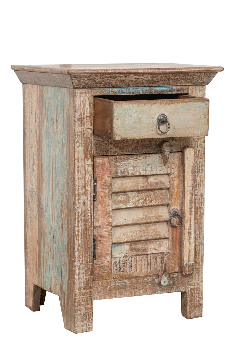 Biscottini Comodino in legno massiccio riciclato finitura anticata realizzato massello