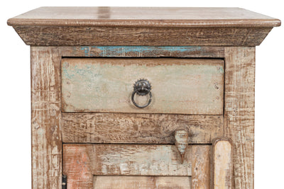 Biscottini Comodino in legno massiccio riciclato finitura anticata realizzato massello