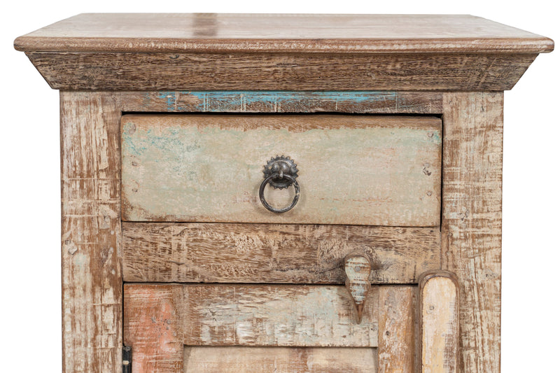 Biscottini Comodino in legno massiccio riciclato finitura anticata realizzato massello