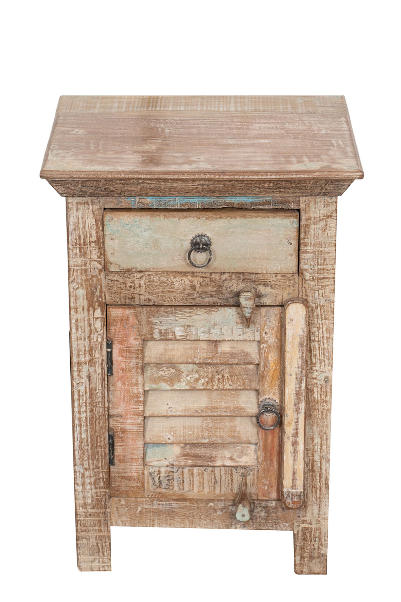 Biscottini Comodino in legno massiccio riciclato finitura anticata realizzato massello