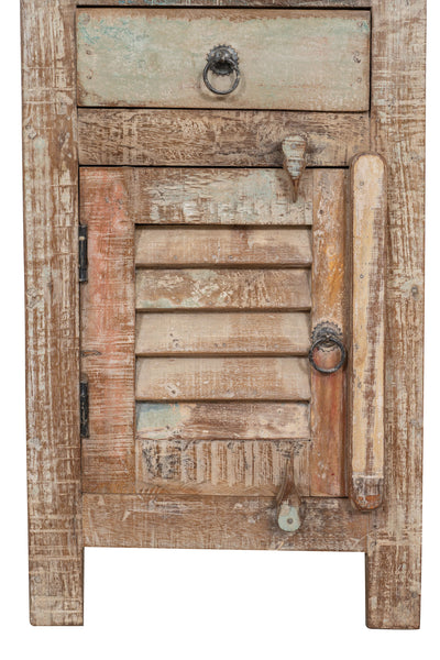 Biscottini Comodino in legno massiccio riciclato finitura anticata realizzato massello