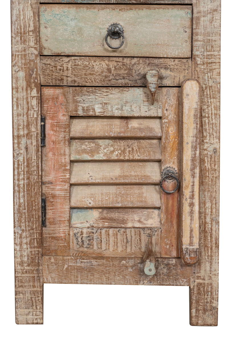 Biscottini Comodino in legno massiccio riciclato finitura anticata realizzato massello