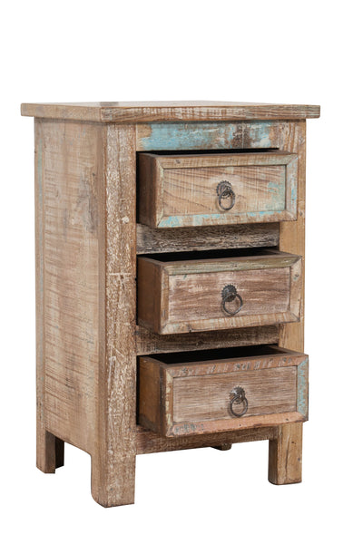 Biscottini Comodino in legno massiccio riciclato finitura anticata realizzato massello