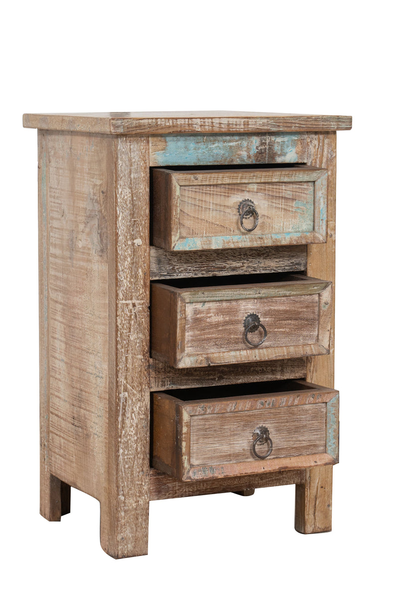 Biscottini Comodino in legno massiccio riciclato finitura anticata realizzato massello