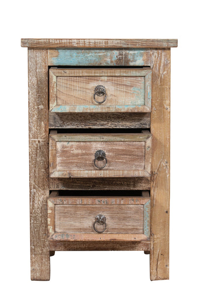 Biscottini Comodino in legno massiccio riciclato finitura anticata realizzato massello