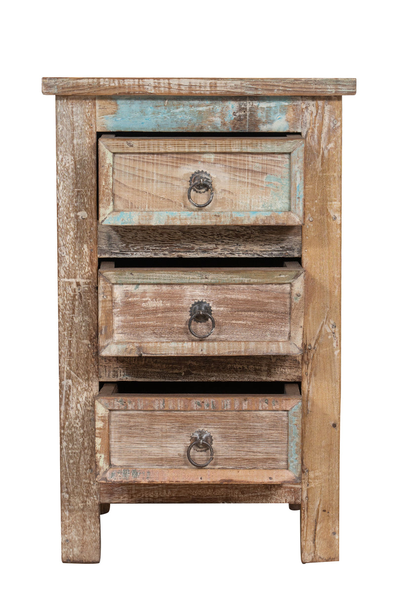 Biscottini Comodino in legno massiccio riciclato finitura anticata realizzato massello