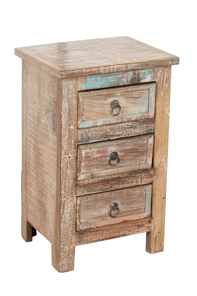 Biscottini Comodino in legno massiccio riciclato finitura anticata realizzato massello