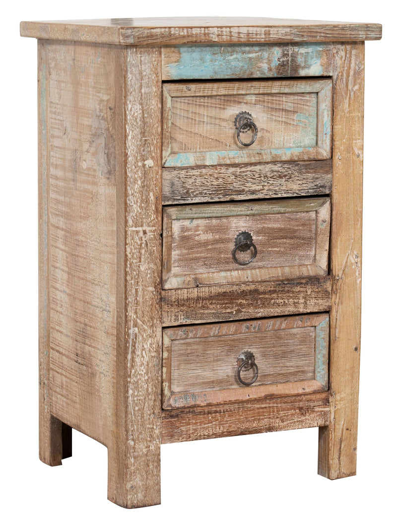 Biscottini Comodino in legno massiccio riciclato finitura anticata realizzato massello