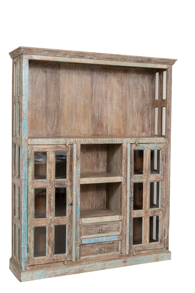 Biscottini Libreria in legno massiccio riciclato finitura anticata realizzata massello