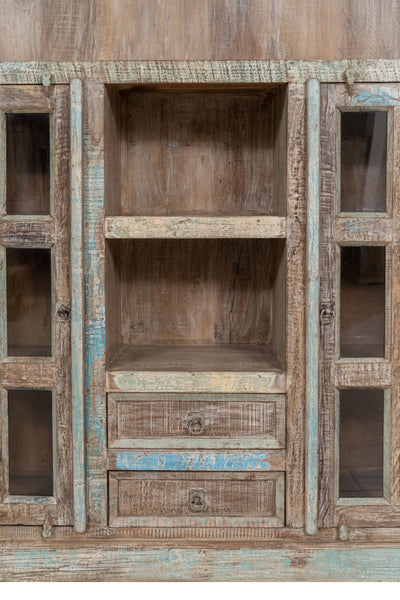 Biscottini Libreria in legno massiccio riciclato finitura anticata realizzata massello