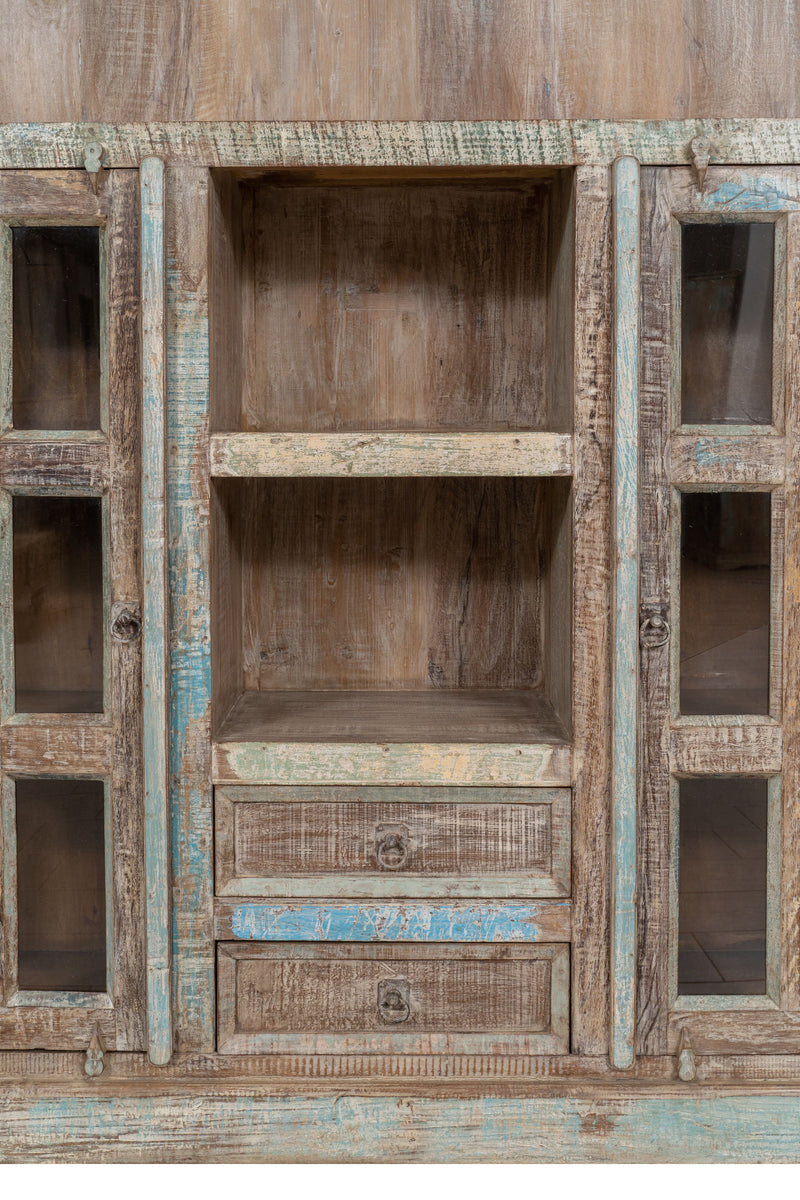 Biscottini Libreria in legno massiccio riciclato finitura anticata realizzata massello